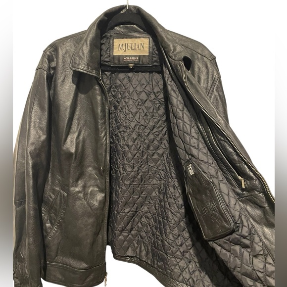 Vintage Wilson Men Black Leather Jacket Thinsulate Lining M